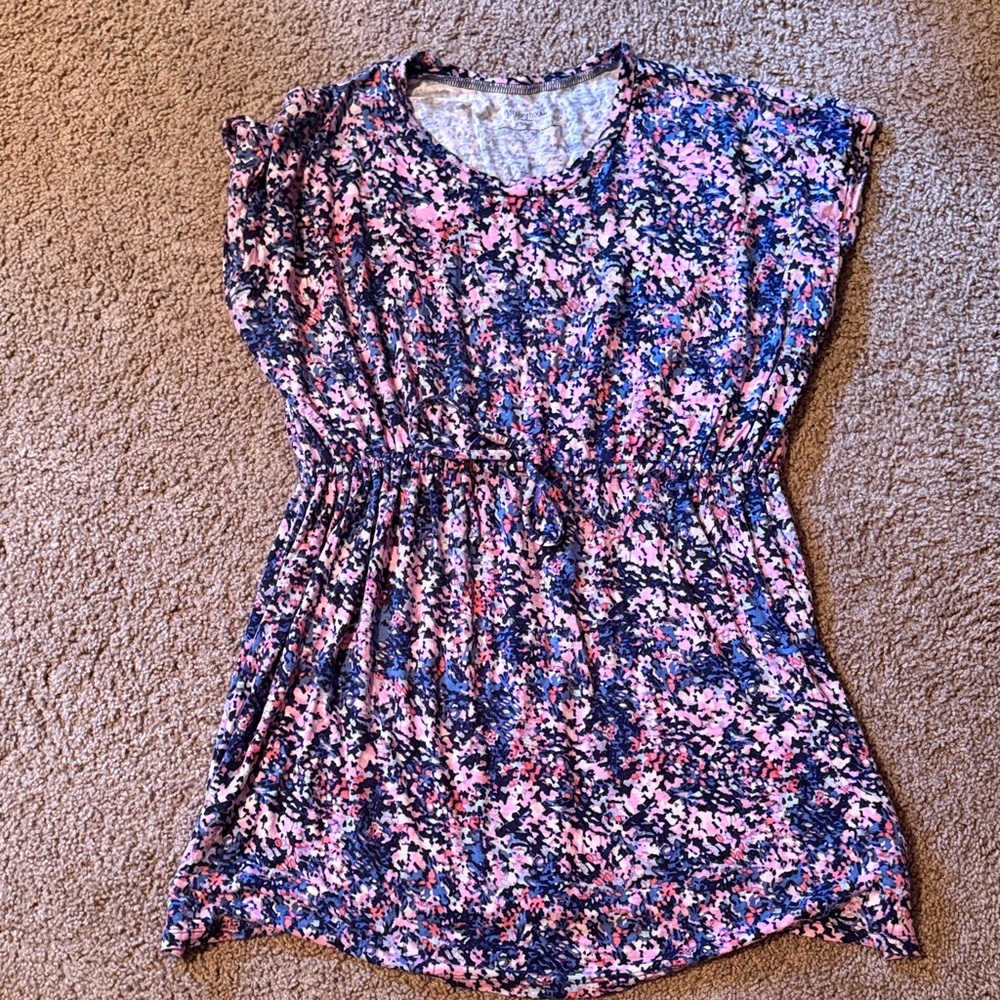 Motherhood Maternity Pink and Navy Floral Maternity Tank Top